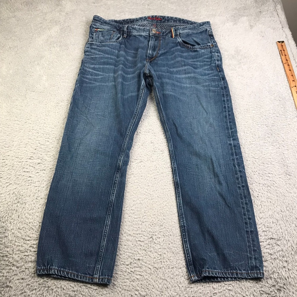 Robert Graham Slim Jim Jeans Mens 38x28 Japanese Selvedge Rainbow Edge Denim